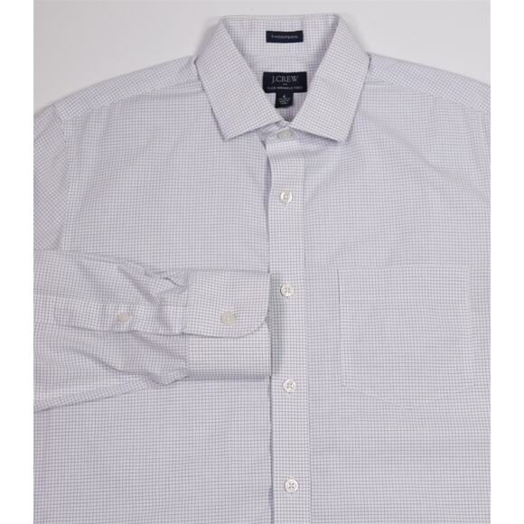 J. Crew Men's Thompson Flex Wrinkle Free Blue Check Dress Shirt Small 14-14.5 - Picture 1 of 7